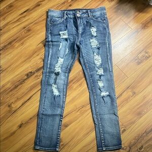 Distressed Blue Jeans